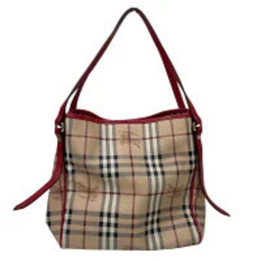 Burberry Tote Checkered Horse Black Pouch Shadow Bag